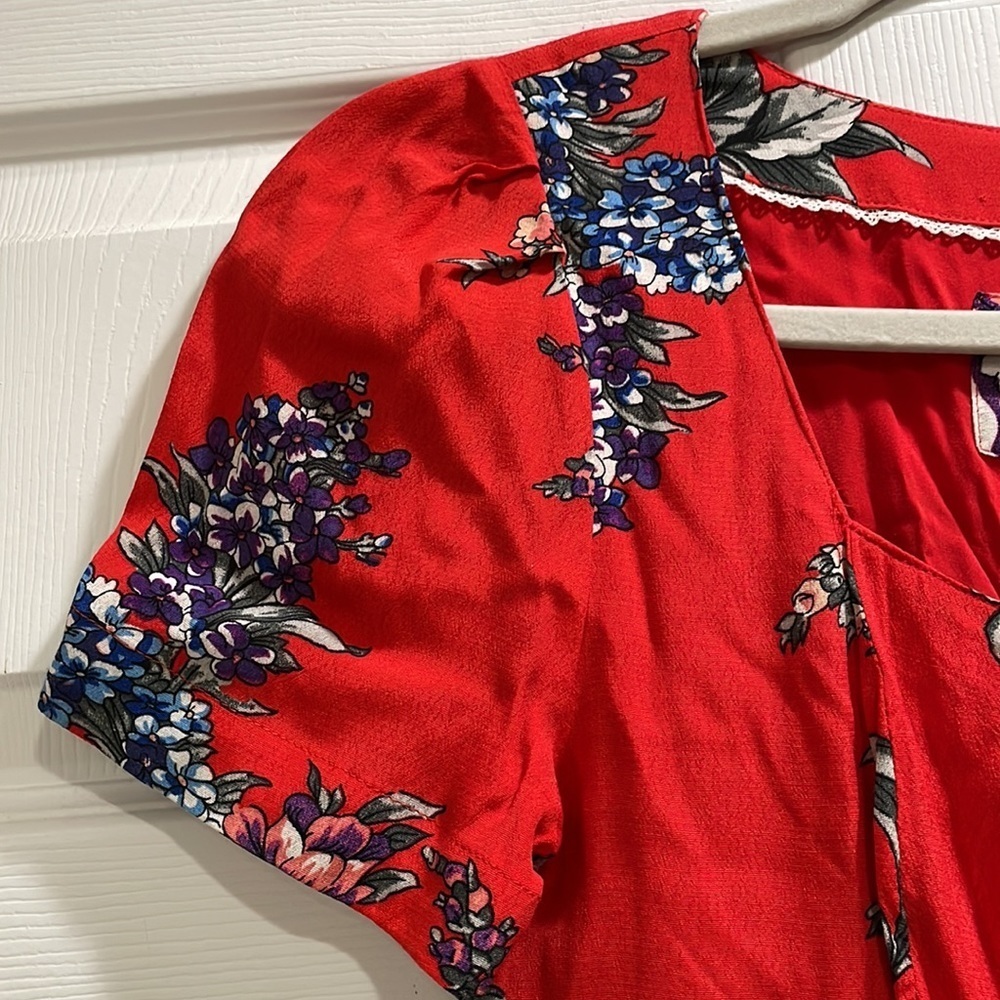 Anthropologie Red Floral Mini Dress - Picture 10 of 10